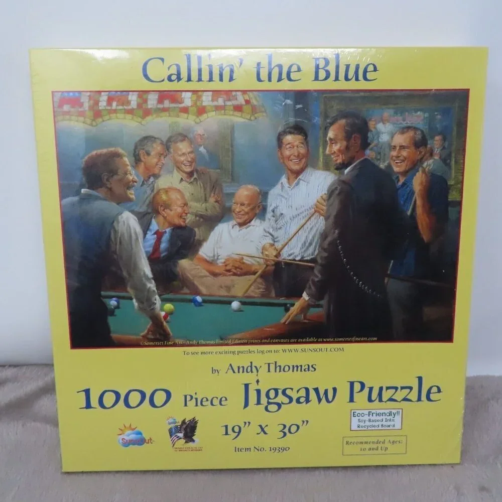 Callin' The Blue Puzzle 1000 Piece Jigsaw 19x30 Past Presidents Eco Friendly NEW
